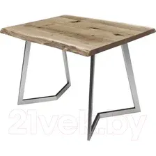 Обеденный стол Buro7 Уиллис с обзолом и сучками 120x80x74 (дуб беленый/серебристый)