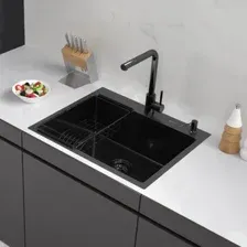 Кухонная мойка ARFEKA Eco AR мойка 600*500, коландер G, дозатор Black Decor