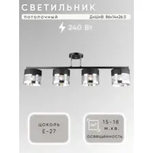Потолочный светильник Aitin-Pro НПБ 02-4x40-101 / N5395/4 (черный/хром)
