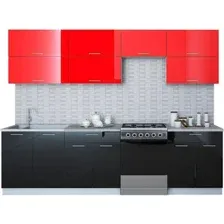 Готовая кухня Интерлиния Мила Gloss 60-28 (красный/черный)