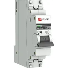 Выключатель автоматический EKF ВА 47-63 1P 4А (C) 4.5kA PROxima mcb4763-1-04C-pro