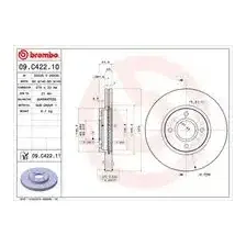 Тормозной диск BREMBO 09.C422.11 вентилируемый , передняя ось