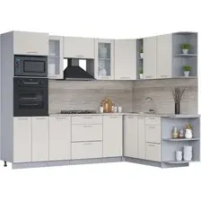 Готовая кухня Интерлиния Мила 1.88x2.6 правая (персидский жемчуг/персидский жемчуг/травертин серый)