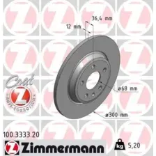 Тормозной диск ZIMMERMANN 100.3333.20 полный , задняя ось