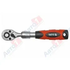 YATO YT-0297 1/4" Трещотка с пластмассовой ручкой 72 зуба, телескопическая 150-200 мм
