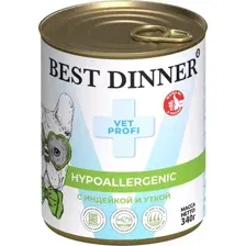 Консервированный корм для собак Best Dinner Hypoallergenic Exclusive с индейкой и уткой (340 г)