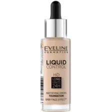 Тональная основа EVELINE Liquid control жидкая, 32 мл, №015 - LIGHT VANILLA