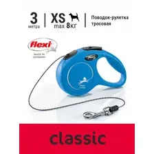 Поводок-рулетка Flexi New Classic лента 3м / 23112 (XS, синий)