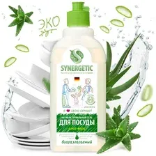 Средство для мытья посуды Synergetic антибактериальное, с ароматом алоэ 500 мл