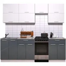 Готовая кухня Интерлиния Мила Gloss 50-23 (белый/асфальт глянец)