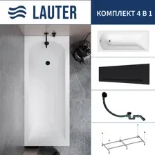 Ванна акриловая Lauter Amelia 150 / 21204050 (с каркасом, лицевым экраном черного цвета и сифоном 21Y31001 матовый черный)