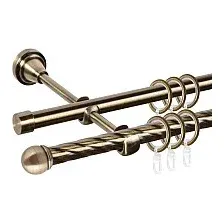Карниз для штор АС ФОРОС Grace D16K/16Г + наконечники Сфера (1.8м, антик)