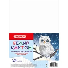 Набор белого картона Пифагор Совушка 113565 (24 л)