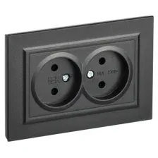 Розетка двойная скрытая IEK Brite черный (BR-R20-10-K02-F)