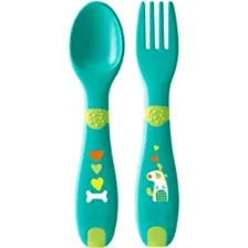 Набор для кормления Chicco FirstCutlery, ложка и вилка, зеленый