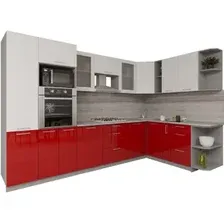 Готовая кухня Интерлиния Мила Gloss 1.88x3.2 правая (белый-красный)