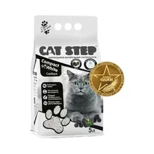 Наполнитель для туалета бентонитовый комкующийся CAT STEP Compact White Carbon 5 л, 4,2 кг (20313010)