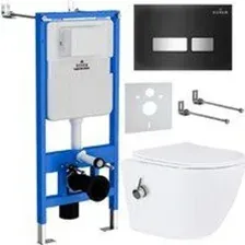 Унитаз подвесной Roxen Antares Bidet в комплекте с инсталляцией StounFix Dual Fresh 6 в 1 963184 (кн