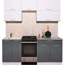 Готовая кухня Интерлиния Мила Gloss 50-19 (белый/асфальт глянец)