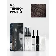 2 шт x Краска камуфляж для закрашивания седины волос ALPHA ESTEL 6/0 Темный русый Комплект (1 шт ампула 10 мл, 1 шт оксигент 10 мл, 1 шт пенообразователь), x 2 шт