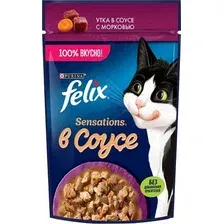 Влажный корм для кошек Felix Sensations Sauce Surprise с уткой и морковью в соусе (75г)