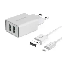 Зарядное устройство сетевое Atomic U400 (с кабелем Lightning, белый)