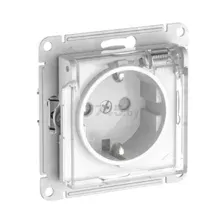 Розетка скрытая с заземлением, шторками и крышкой SYSTEME (SCHNEIDER) ELECTRIC AtlasDesign Aqua белый (ATN440146S)
