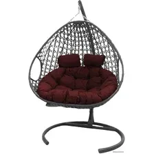 Подвесное кресло M-Group Для двоих Люкс 11510202 (коричневый ротанг/бордовая подушка)