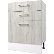 Шкаф напольный Горизонт Европа 60 3 ящика (белый крафт)