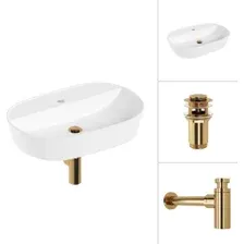 Умывальник Lauter 21460-60 + клапан 21190G + сифон 21635G (золото)