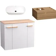 Lauter Тумба под умывальник Adri 79 + 21393-70 (белый глянец, с органайзером 23)
