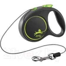 Рулетка Flexi Black Design M ременная, зеленая, 5 м
