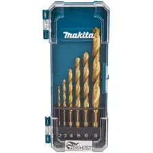 Набор сверл по металлу 2-8 мм MAKITA HSS-TiN Economy 6 штук 