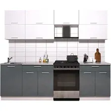Готовая кухня Интерлиния Мила Gloss 60-25 (белый/асфальт глянец)