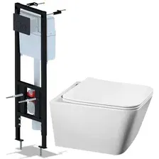 Унитаз подвесной с инсталляцией Saniteco Tornado KW-9004WT + Ани Пласт WCP4133