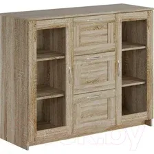Комод Mio Tesoro Сириус 2 двери со стеклом и 3 ящика 117x95 2.02.03.380.3 (дуб сонома)