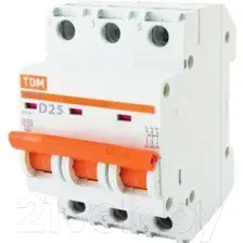 Выключатель автоматический TDM ВА 47-29 3Р 25А (D) 4.5кА SQ0206-0175