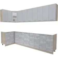 Готовая кухня Интерлиния Мила 12x30 без столешницы (серебристый/бетон)