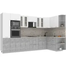 Готовая кухня Интерлиния Мила 1.68x3.4 правая (белый платинум/бетон/бискайская сосна)