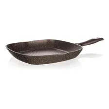 Сковорода-гриль алюминиевая антипригарная с гранитной крошкой Granite Dark Brown 2828 см 40055228