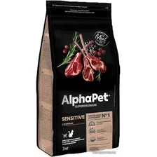 Сухой корм для кошек AlphaPet Superpremium Sensitive с ягненком 3 кг