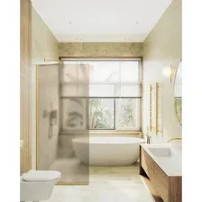 Душевая стенка MaybahGlass 89x195 MGD-692-3у (бронзовое матовое стекло/золотой)