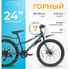 Велосипед Nialanti Clyde 1.0 MD 24 2024 (12, черный, разобранный, в коробке)