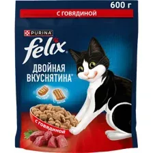 Корм для кошек Felix Двойная Вкуснятина, говядина, 600 г