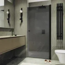 Душевая дверь MaybahGlass 198x70 MGD-1673-6 (графитовое матовое стекло/черный)