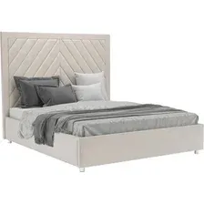 Кровать Мебель-АРС Мишель 140 (бархат бежевый Star Velvet 6 Light Beige)