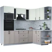 Готовая кухня Интерлиния Тренд 1.68x2.4 ВТ правая (луна/белый/серый каспий)