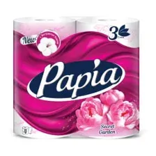 Бумага туалетная  PAPIA  Secret Garden белая (3 слоя) 4рул.
