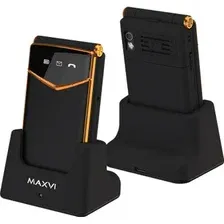 Кнопочный телефон Maxvi E11ds (черный/золотистый)