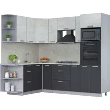 Готовая кухня Интерлиния Мила Лайт 1.68x2.4 левая (бетон лайт/антрацит/опал светлый)